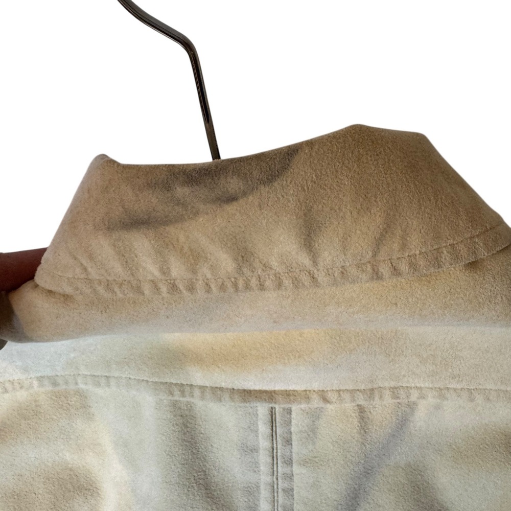 Vtg Sincerely Gidding Jenny Faux Suede Pintuck Shirt Dress Cream 70s Size S-M - Picture 12 of 12